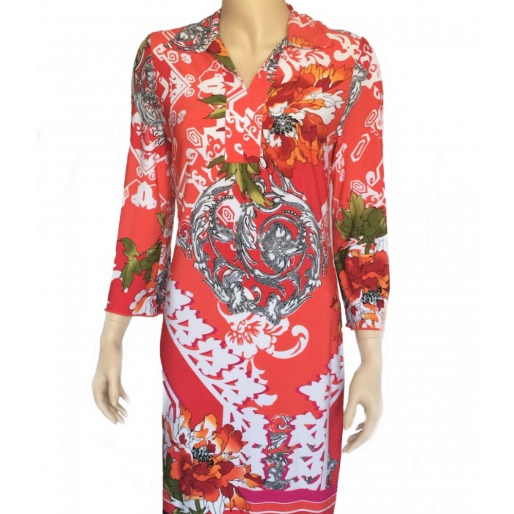 Enfocus Studio Long Sleeve Red Shift Dress